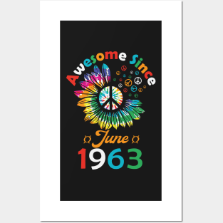 Funny Birthday Quote, Awesome Since June 1963, Retro Birthday Posters and Art